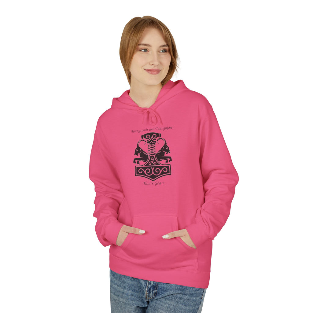 Tanngrisnir and Tanngnjóstr Thors Goats-Viking Shield Rune Hoodie — Norse Crest Graphic Pullover