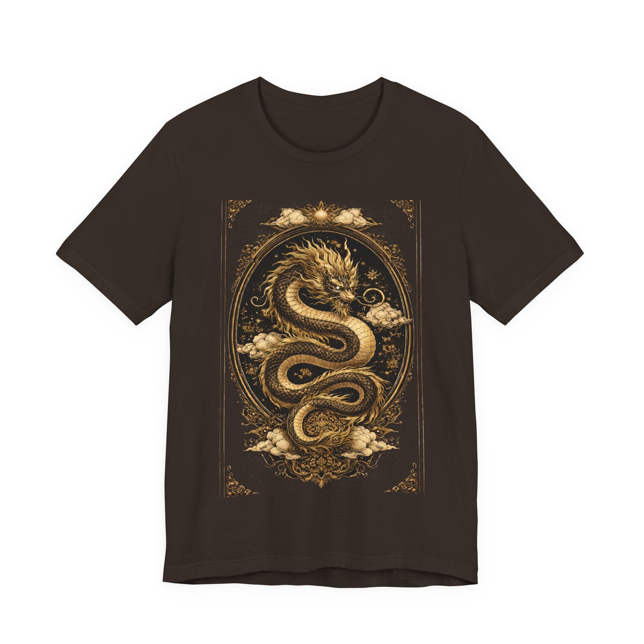 Dragon Oval Graphic Tee — Vintage Gold Snake Illustration T-Shirt