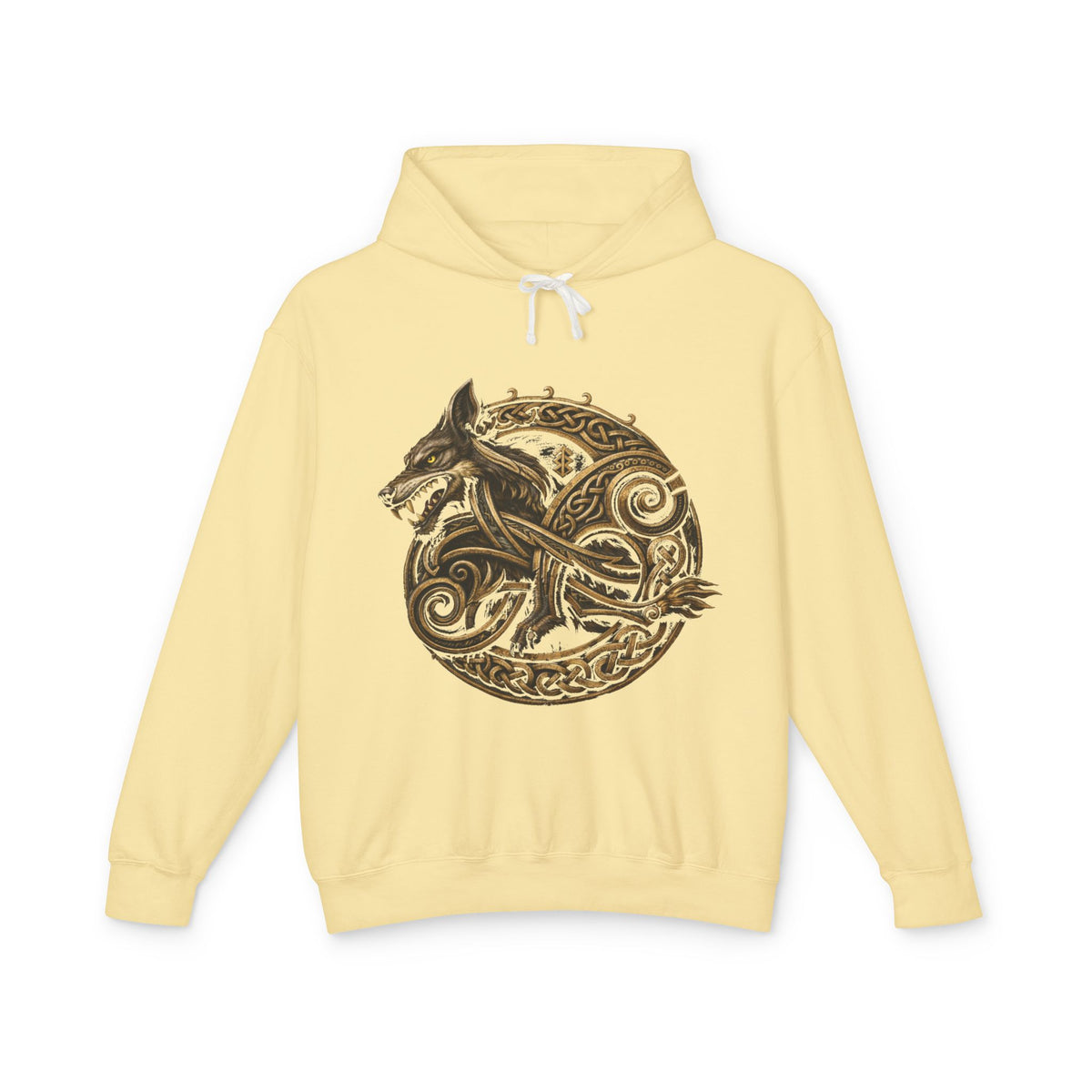 Viking Wolf Circle Hoodie — Norse Celtic Rune Graphic Sweatshirt