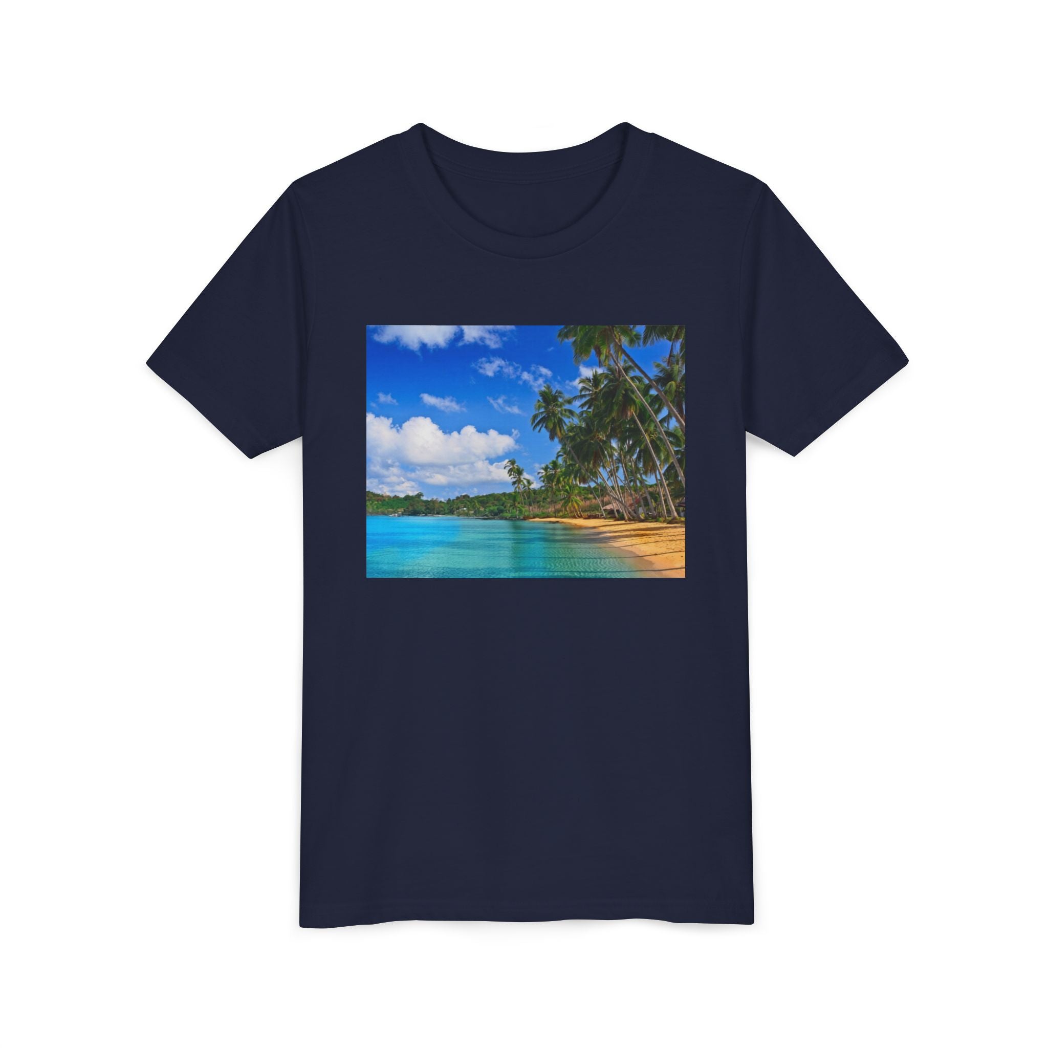 Youth Tee — Tropical Beach Photo Print Summer Vacation Shirt