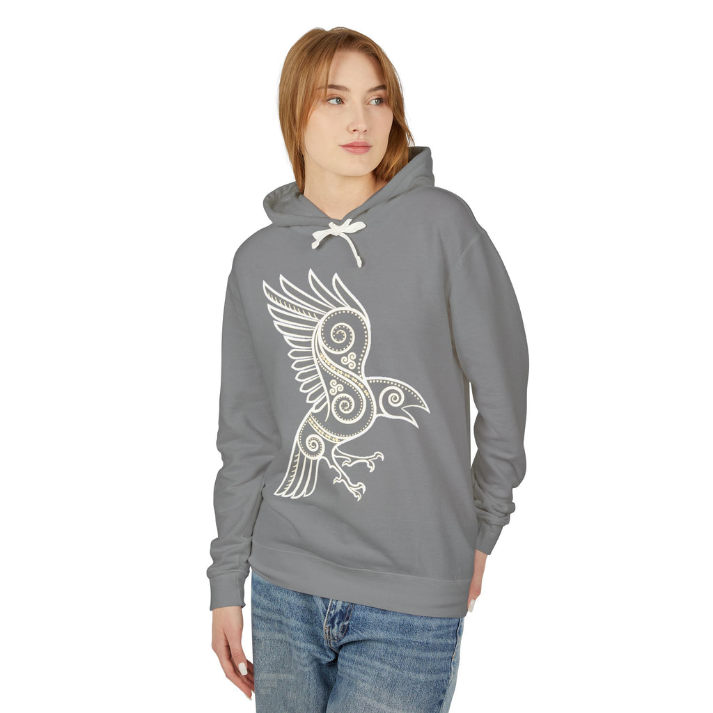 Celtic Raven Hoodie — Tribal Norse Bird Design Lightweight Pullover