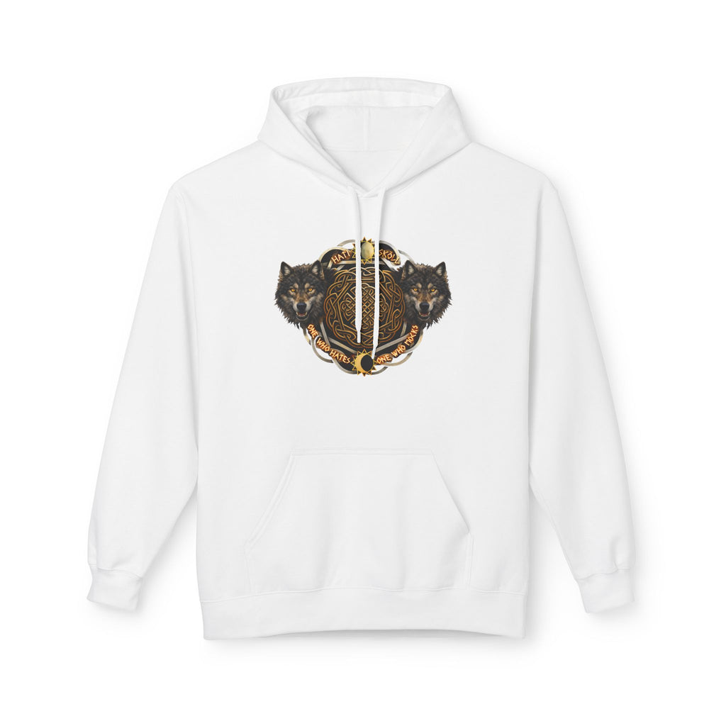 Skoll and Hati – The Wolves of the Sun and Moon-Hoodie — Rustic Wildlife Graphic Hooded Sweatshirt