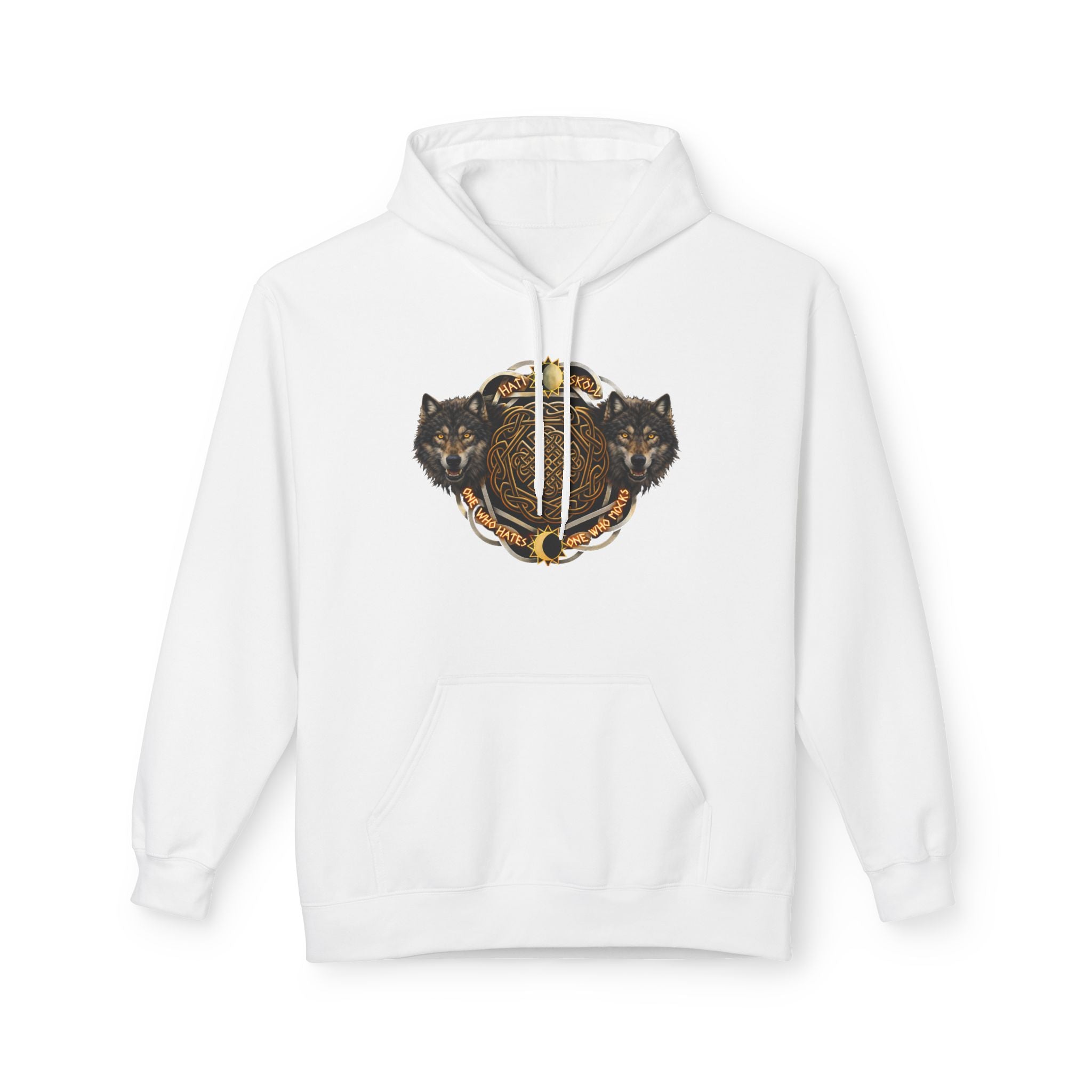 Skoll and Hati – The Wolves of the Sun and Moon-Hoodie — Rustic Wildlife Graphic Hooded Sweatshirt