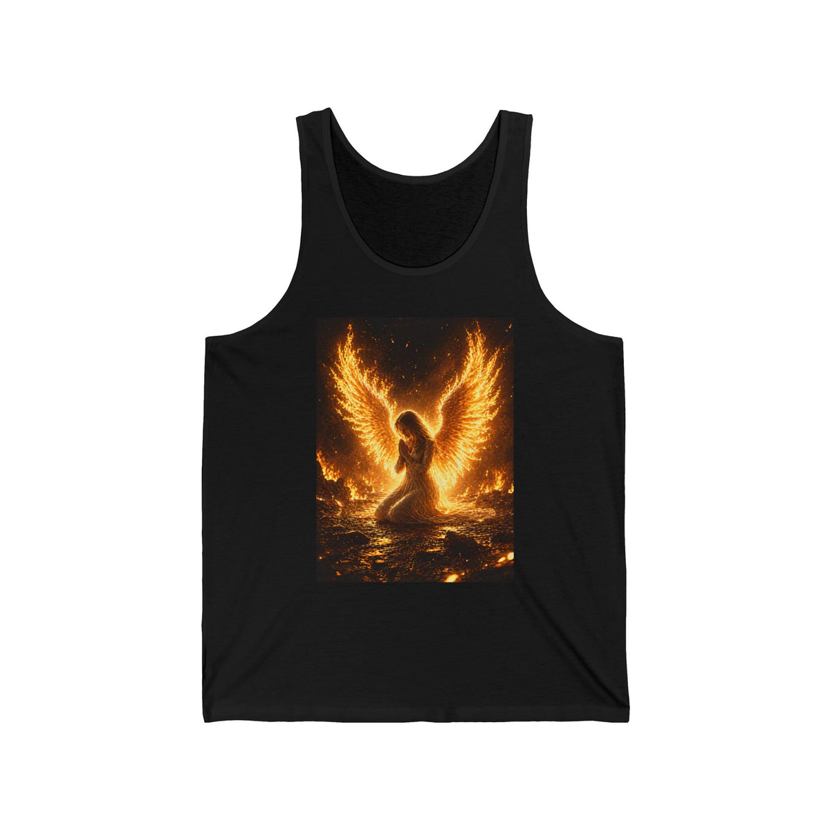 Fiery Angel Wings Tank Top — Flaming Angel Graphic Tank