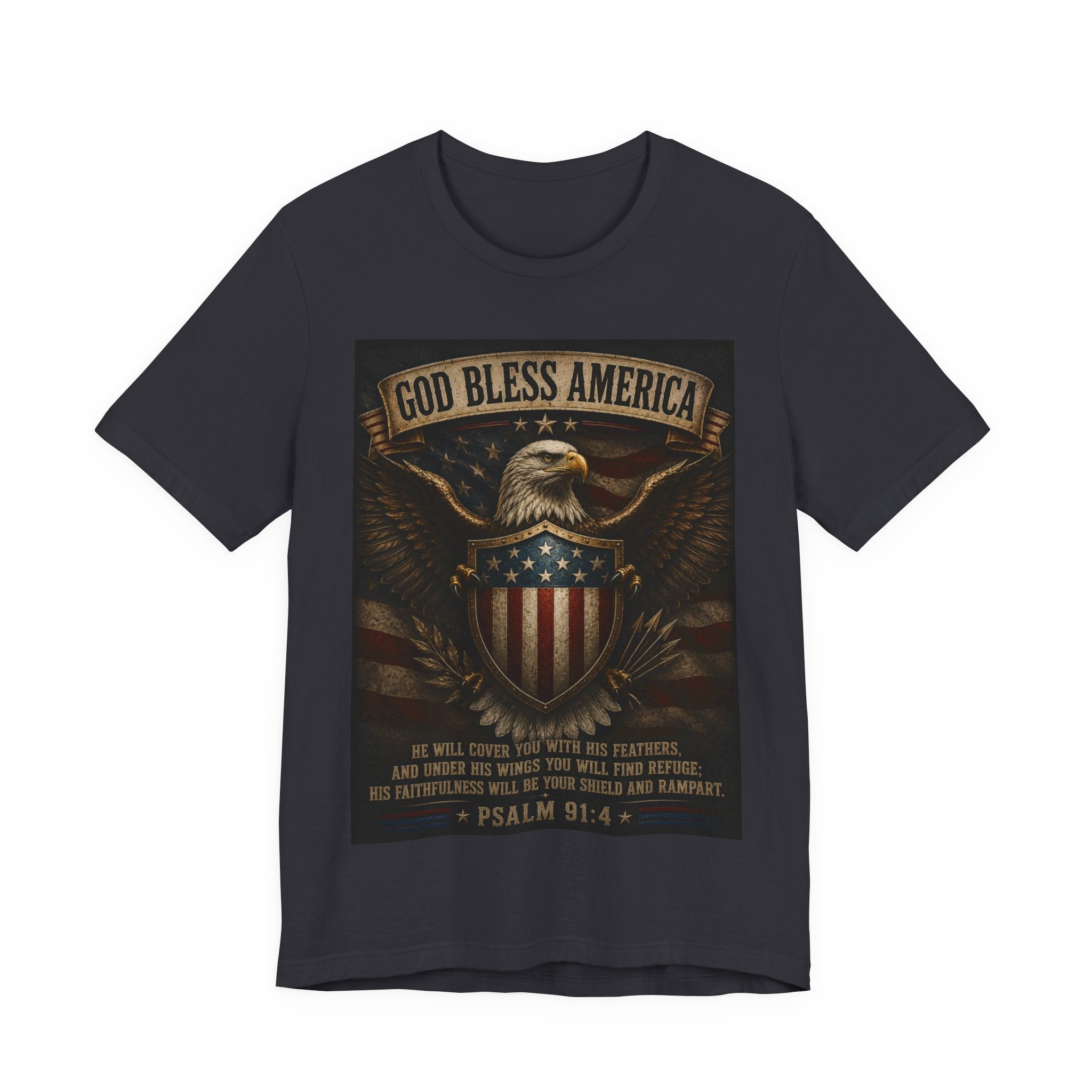 God Bless America Eagle T-Shirt – Patriotic Psalm 91:4 Graphic Tee