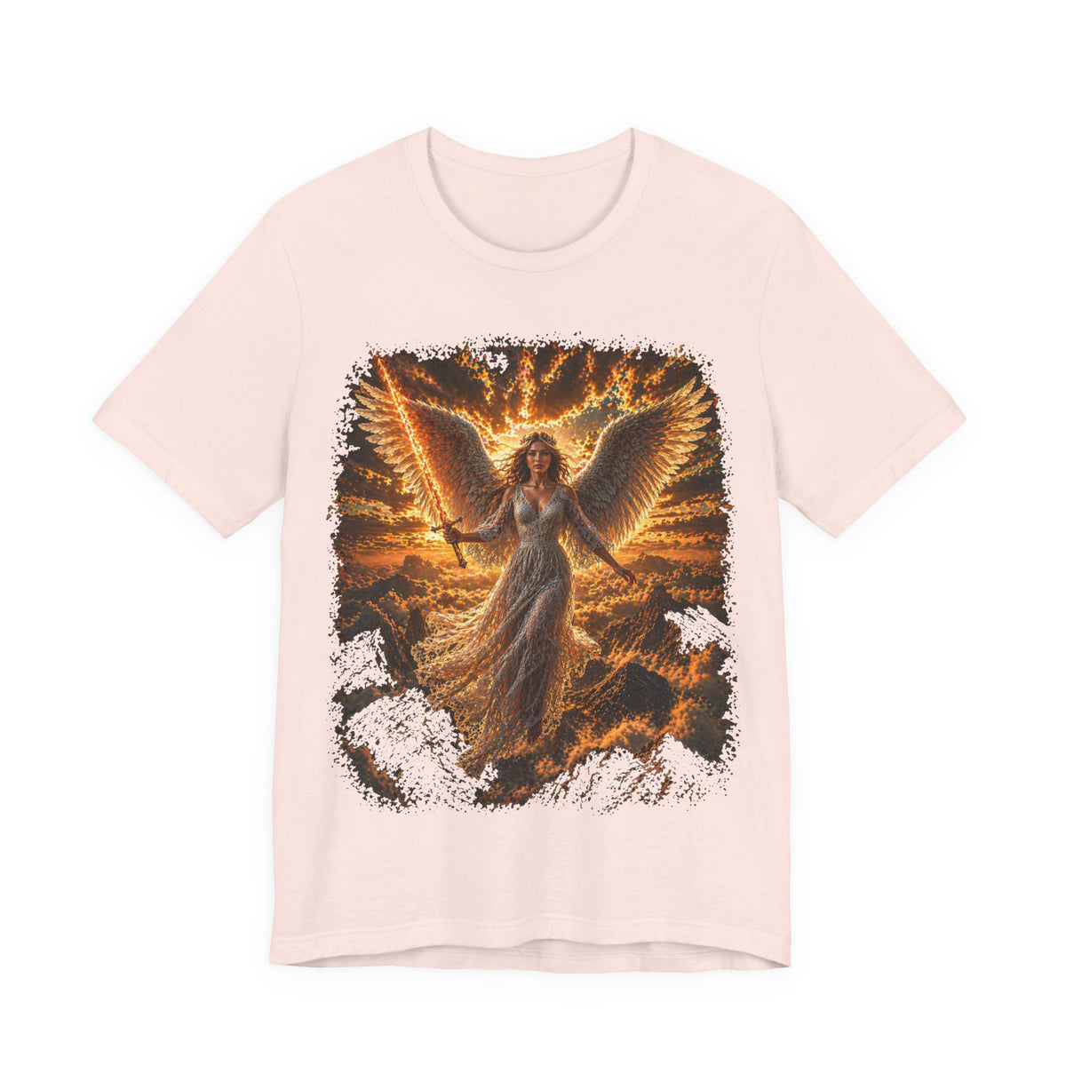 Angel Wings Graphic Tee — Fiery Guardian Angel Design