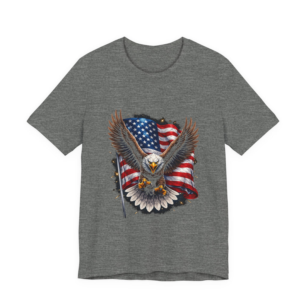 American Eagle Flag T-Shirt — Patriotic Bald Eagle Tee for 4th of July & Veterans