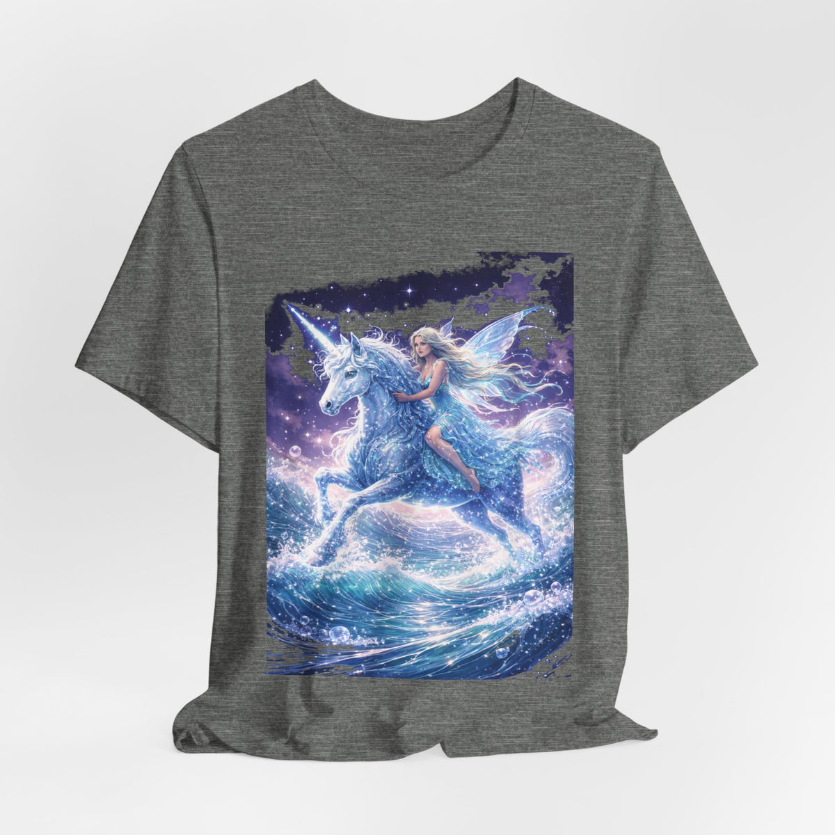Mystical Unicorn Rider T‑Shirt – Fantasy Pegasus Night Sky Graphic Tee
