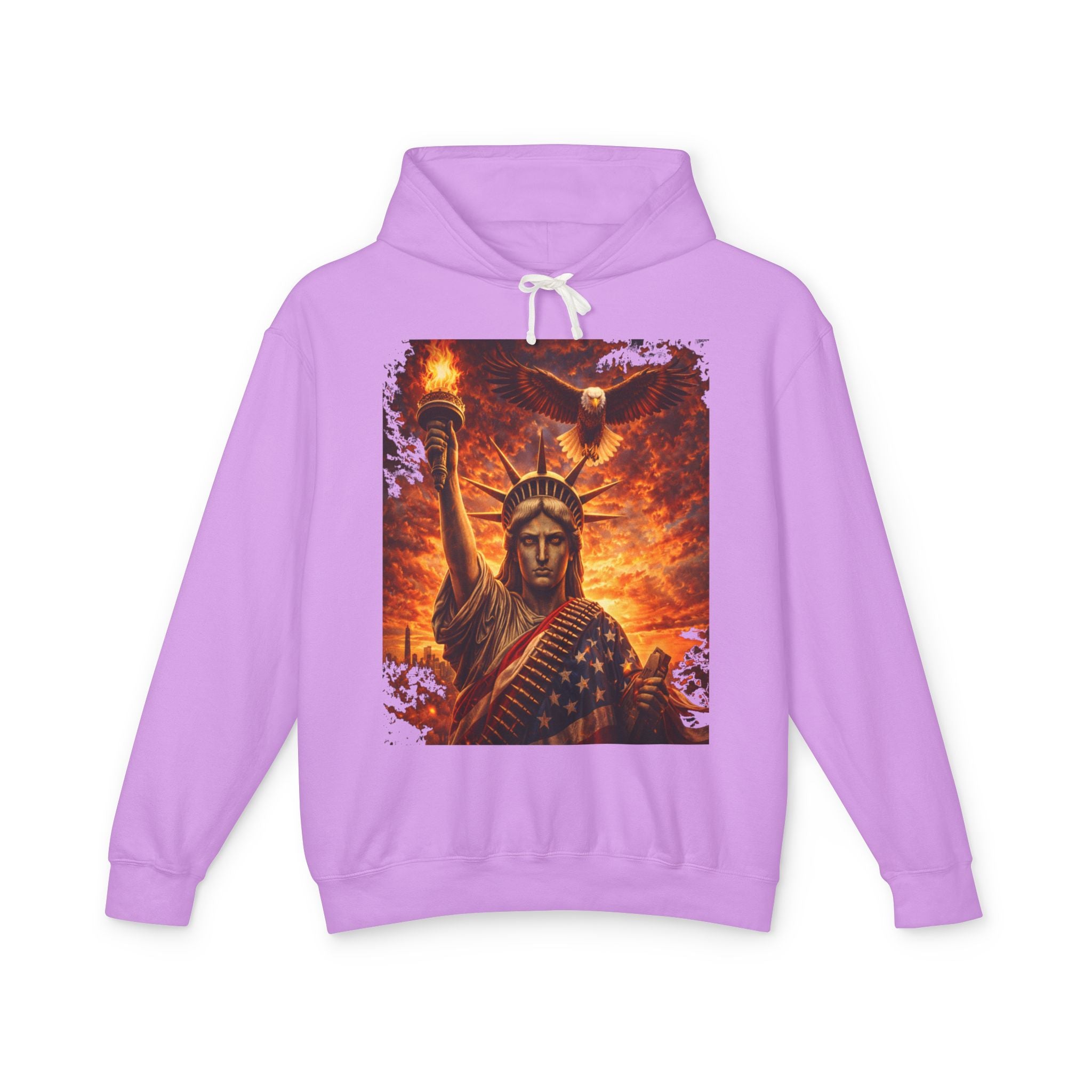 Statue of Liberty Flame Graphic Hoodie — Patriot Fire Art Sweatshirt