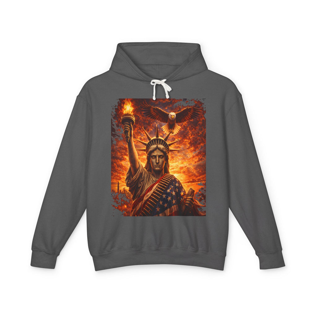 Statue of Liberty Flame Graphic Hoodie — Patriot Fire Art Sweatshirt