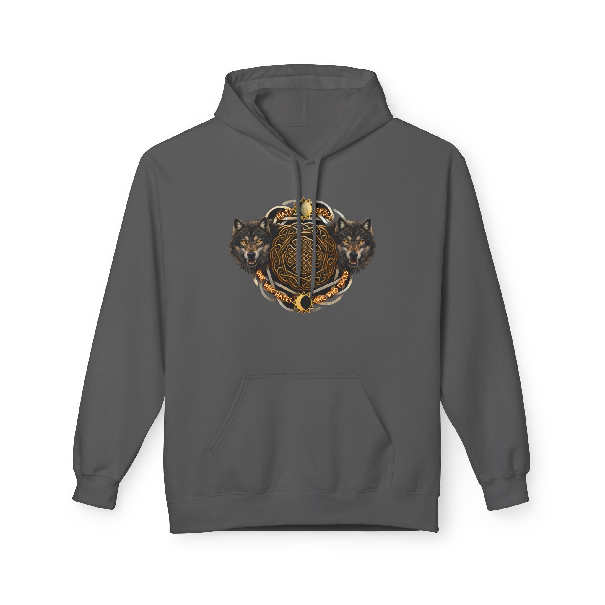 Skoll and Hati – The Wolves of the Sun and Moon-Hoodie — Rustic Wildlife Graphic Hooded Sweatshirt