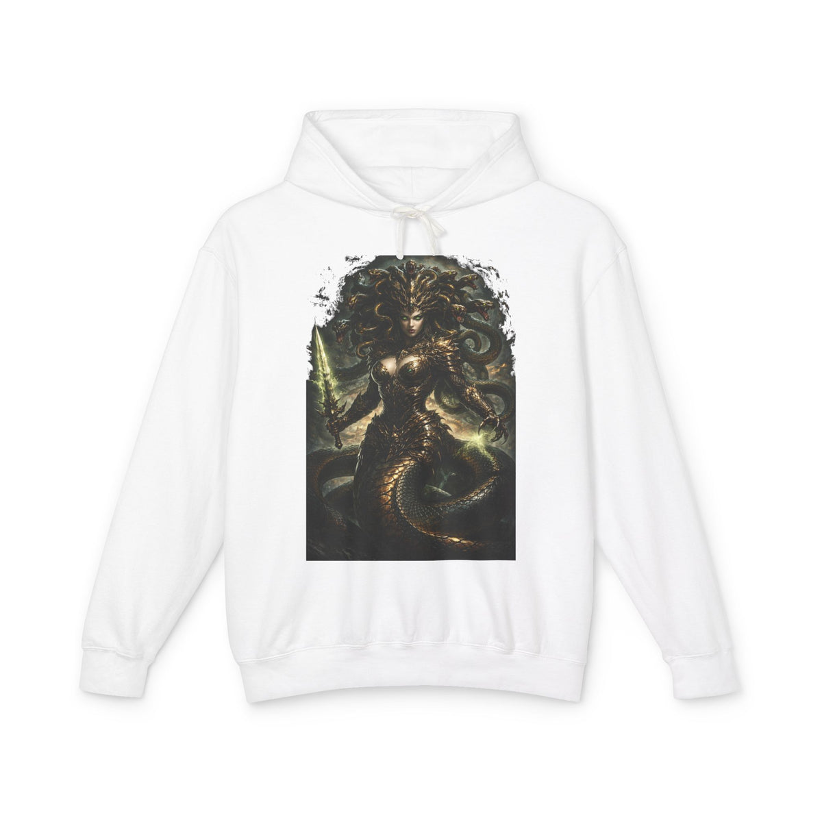 Medusa Mythology Hoodie — Dark Gorgon Graphic Sweatshirt