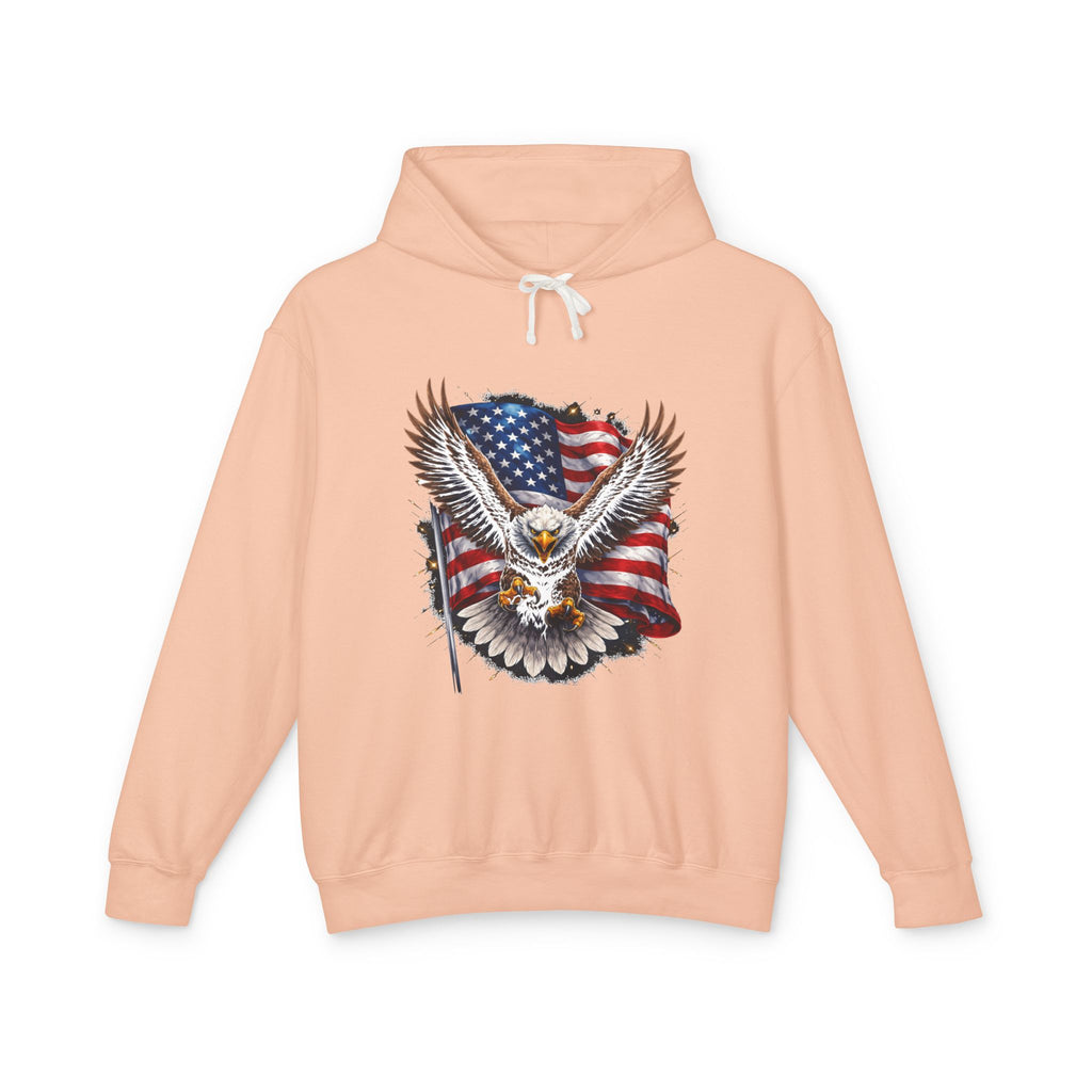 American Eagle Hoodie — Patriotic Bald Eagle with USA Flag Graphic