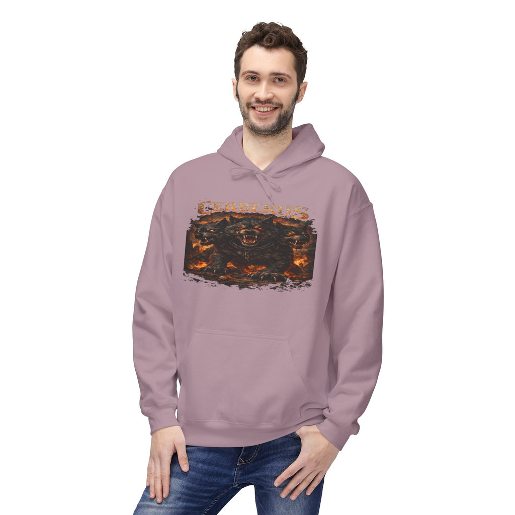 Gerberus Mythic Dog Hoodie — Fiery Cerberus Graphic Sweatshirt
