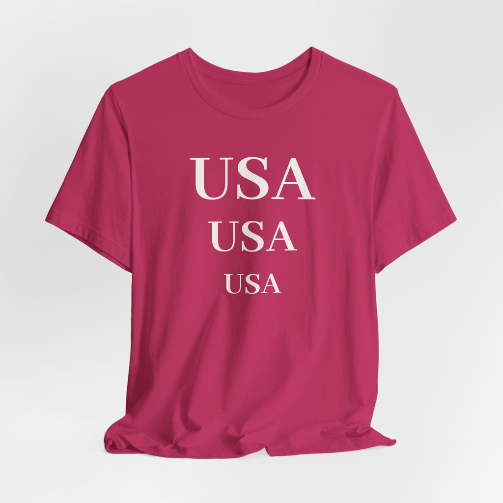 USA Repeat Text T‑Shirt — Patriotic Graphic Tee for 4th of July
