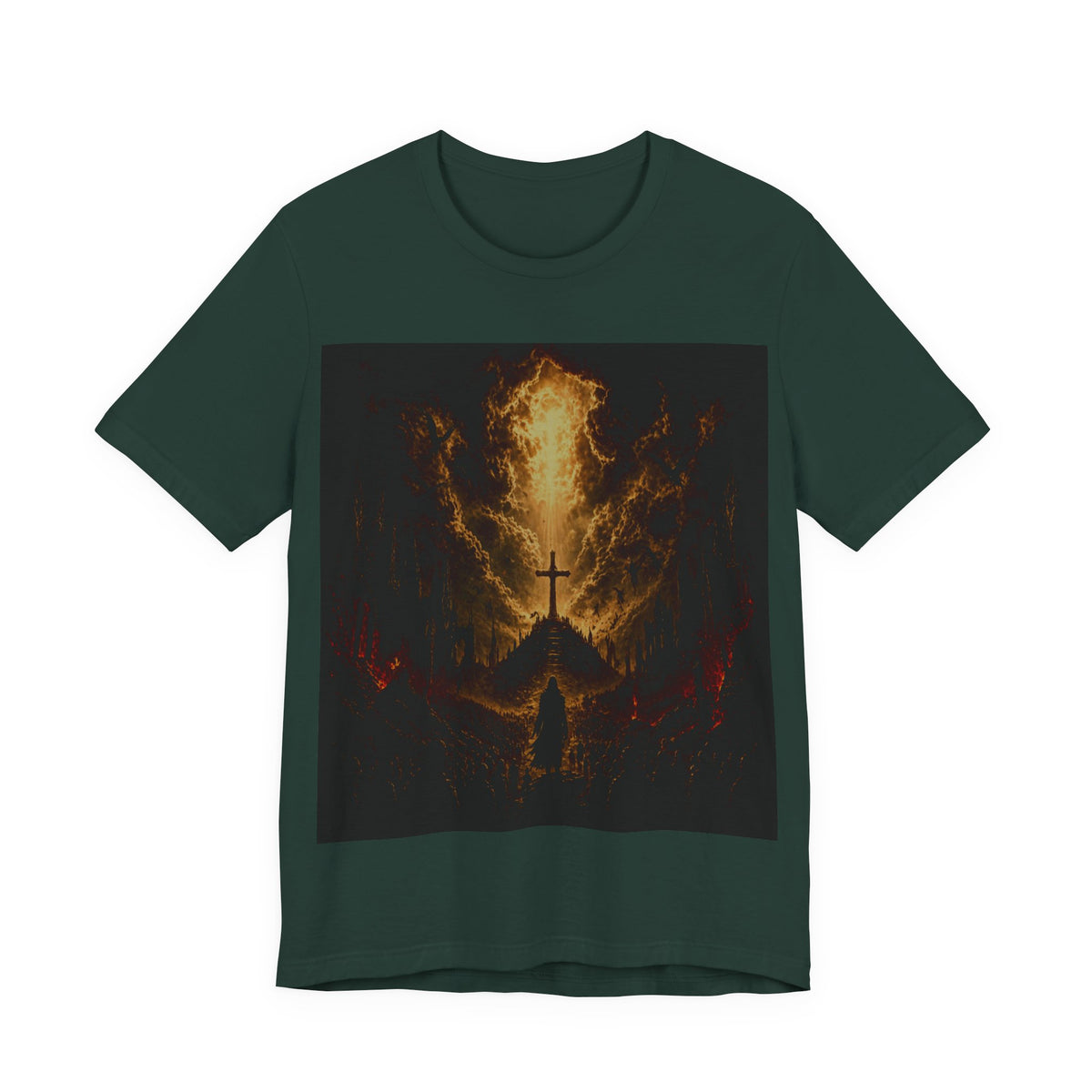 Christian Cross Flames T-Shirt — Fiery Faith Graphic Tee