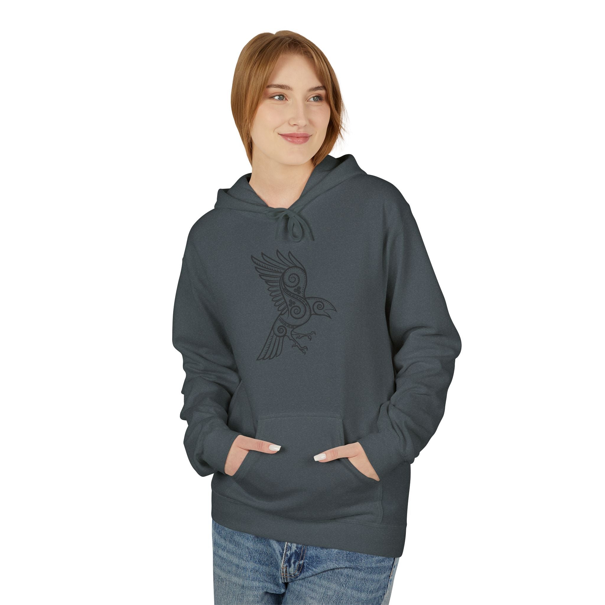The Raven – Odin’s Messengers-Hoodie — Bird Outline Graphic Pullover