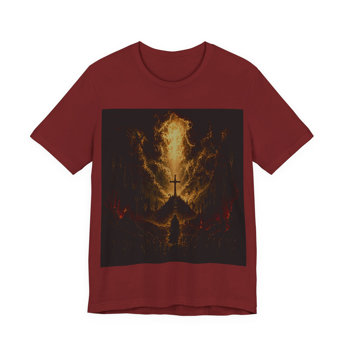 Christian Cross Flames T-Shirt — Fiery Faith Graphic Tee