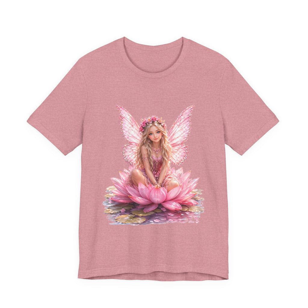 Pink Lotus Fairy T-Shirt — Floral Fairy Sitting on Lotus Graphic Tee