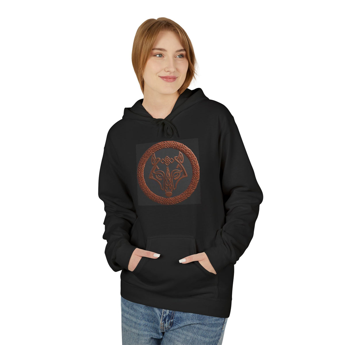 Viking Wolf Rune Hoodie – Norse Odin Wolf Medallion Sweatshirt