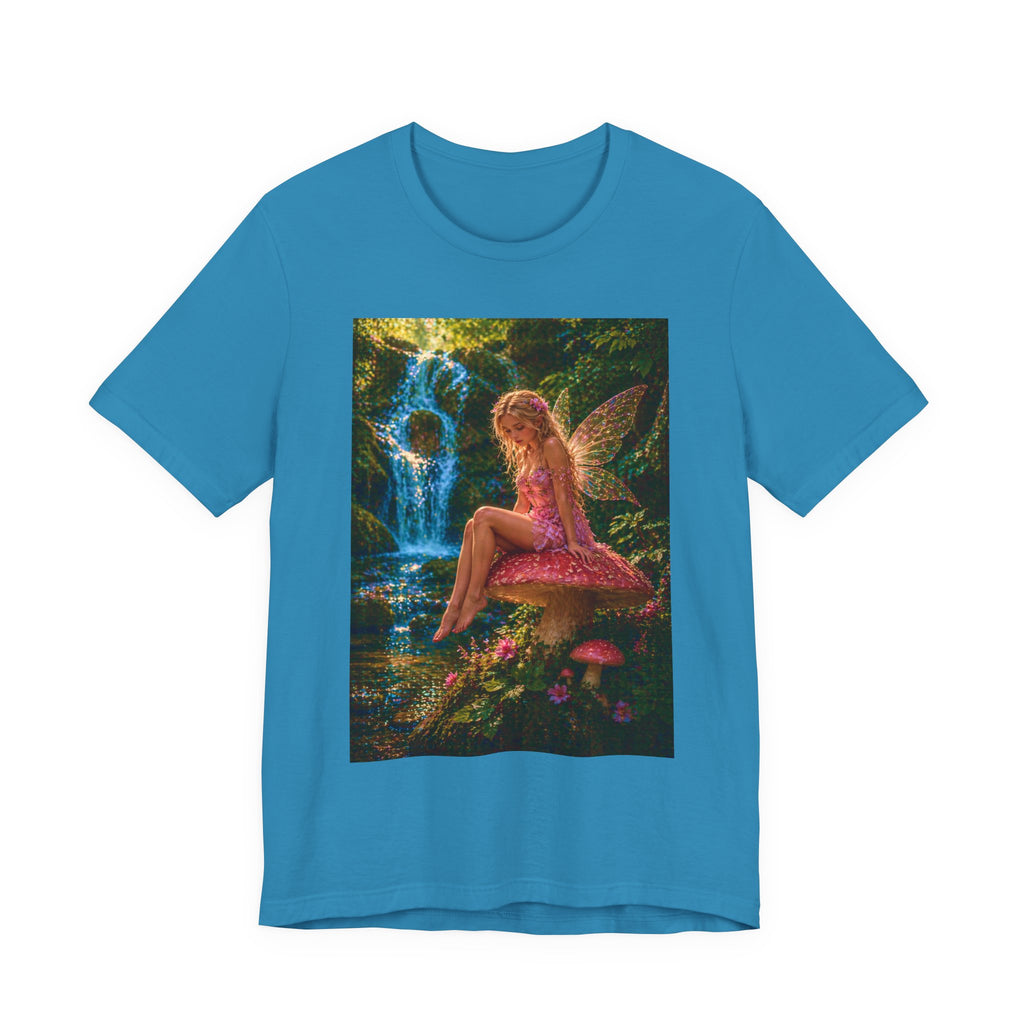 Fairy Garden T-Shirt – Enchanted Pink Fairy by Waterfall