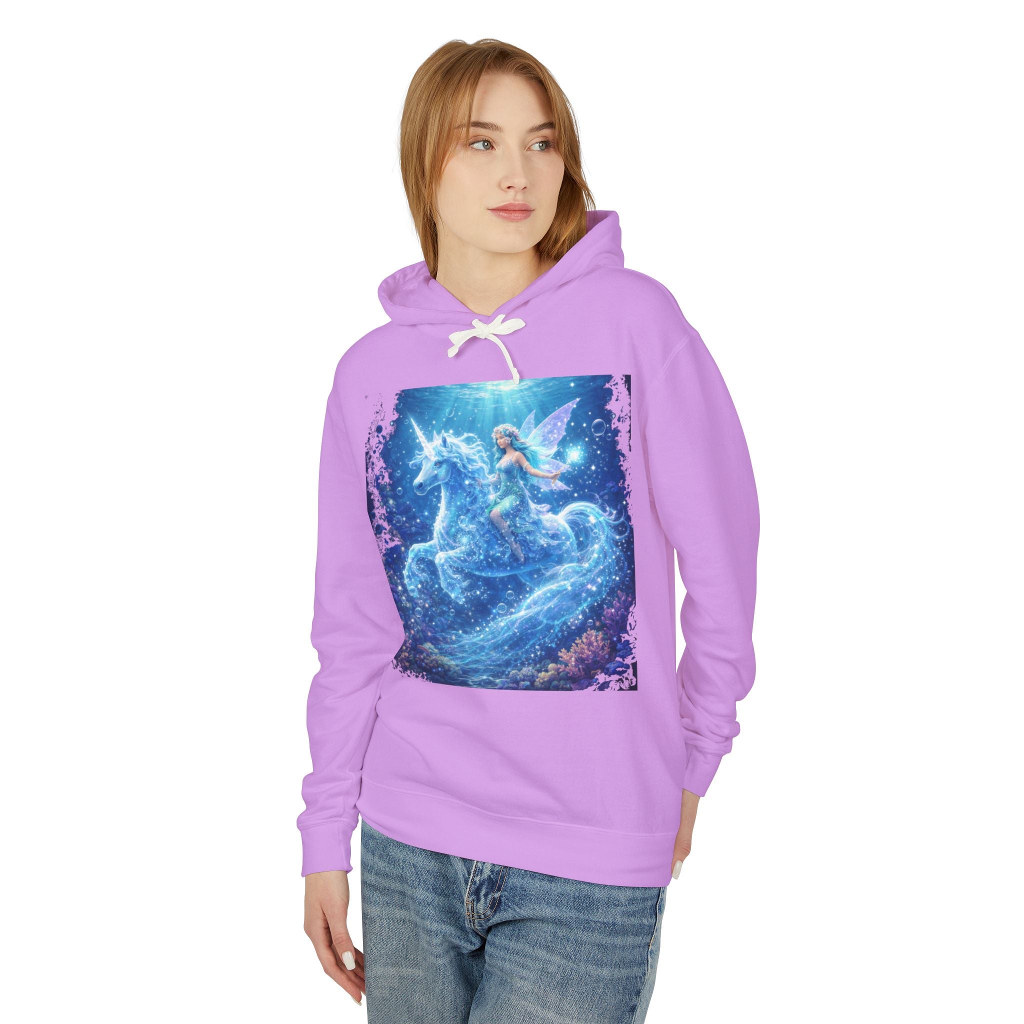 Magical Unicorn & Fairy Hoodie — Starry Blue Fantasy Sweatshirt