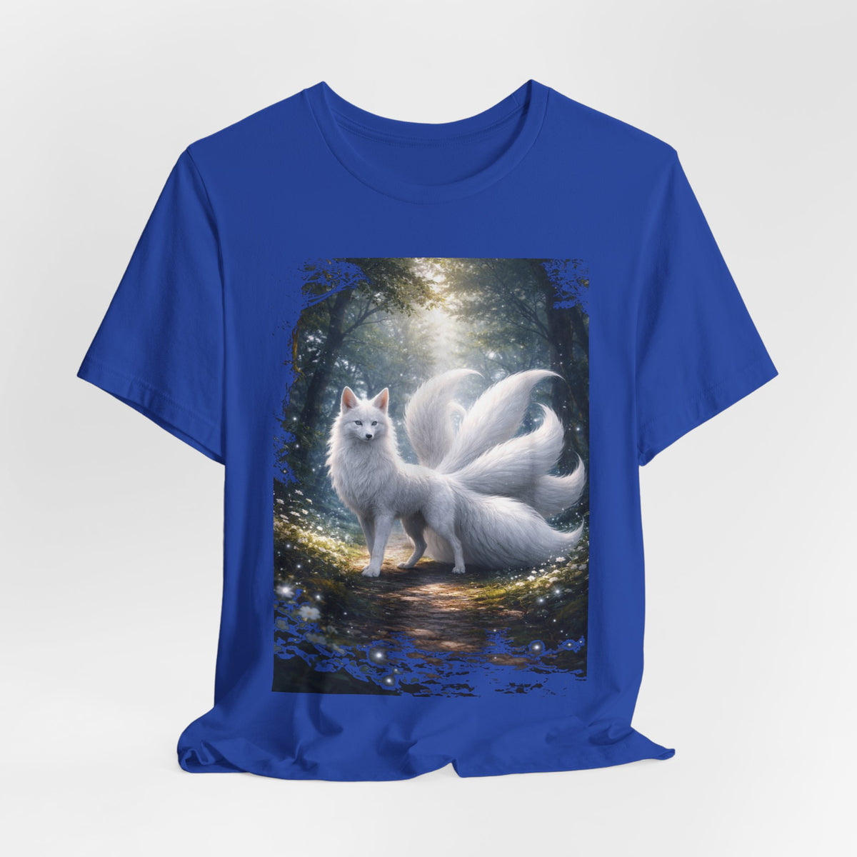 Nine-Tailed Fox Fantasy T-Shirt — Mystical White Kitsune Forest Tee