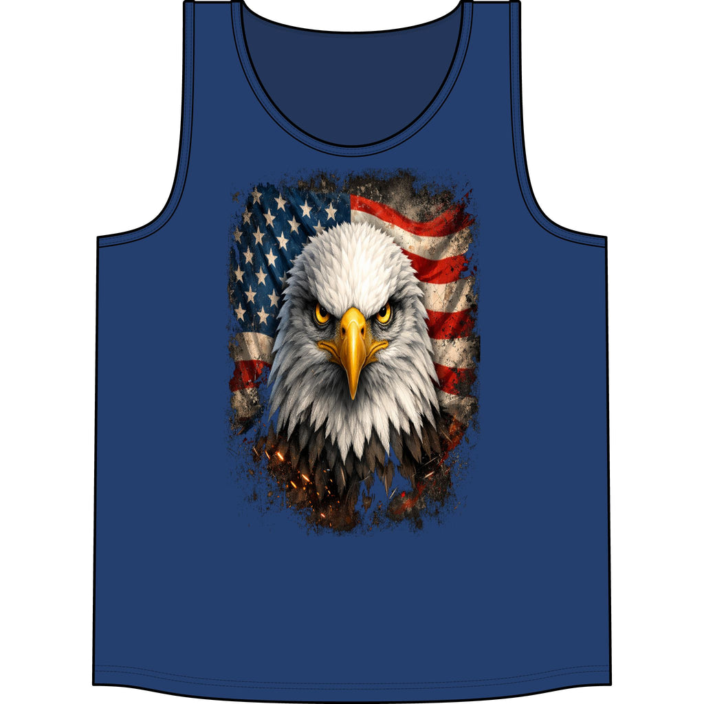Patriotic Eagle Tank Top – Bald Eagle with American Flag Graphic