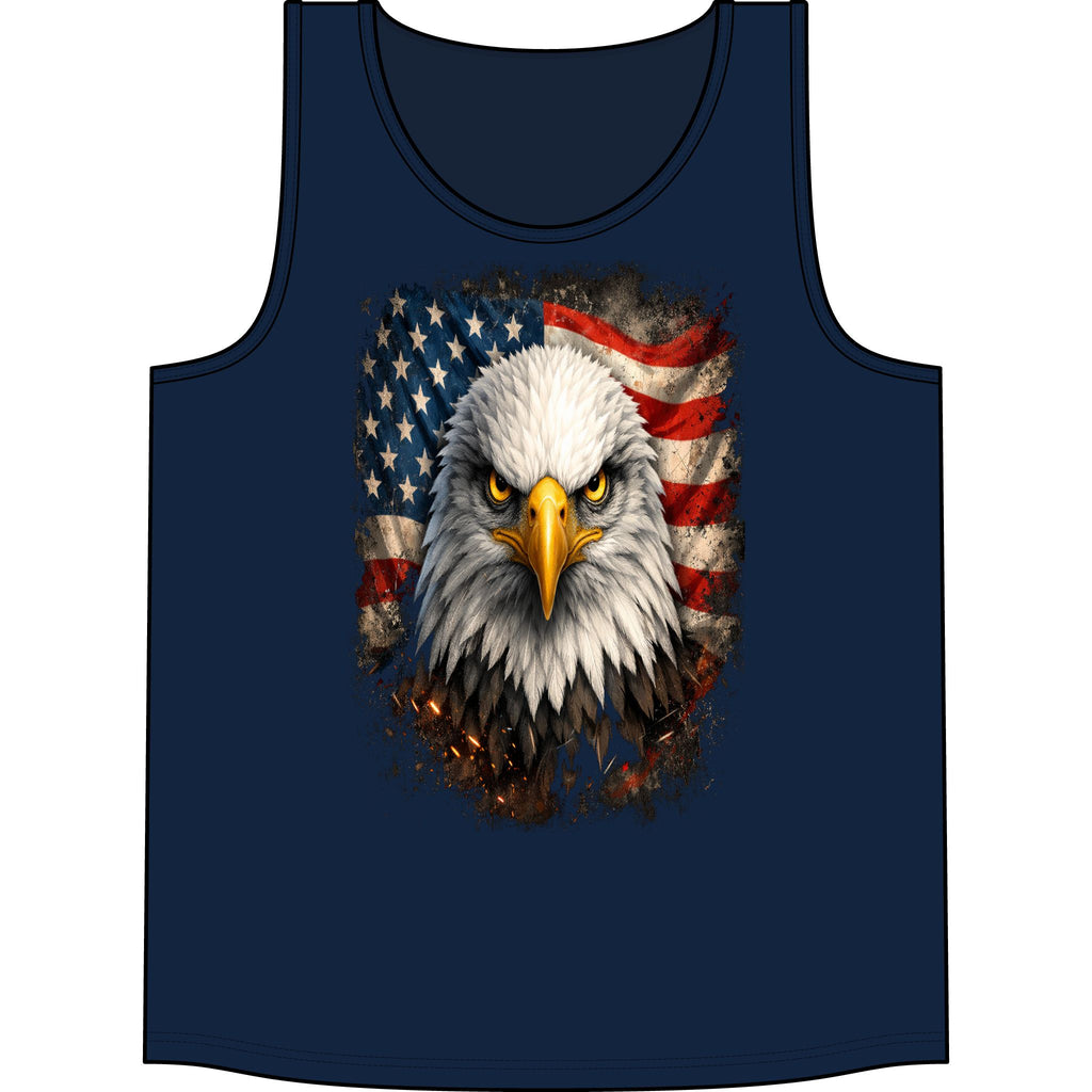 Patriotic Eagle Tank Top – Bald Eagle with American Flag Graphic