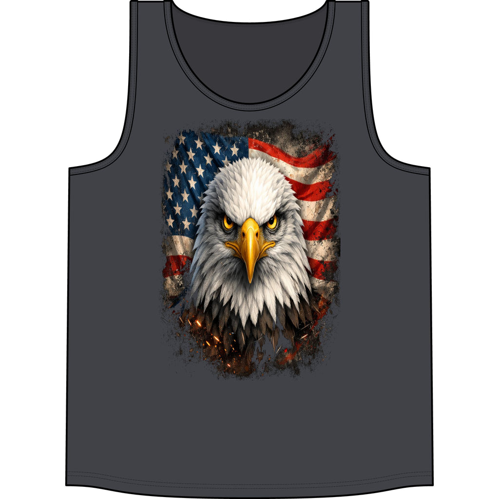 Patriotic Eagle Tank Top – Bald Eagle with American Flag Graphic