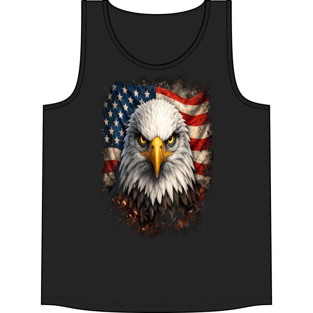 Patriotic Eagle Tank Top – Bald Eagle with American Flag Graphic