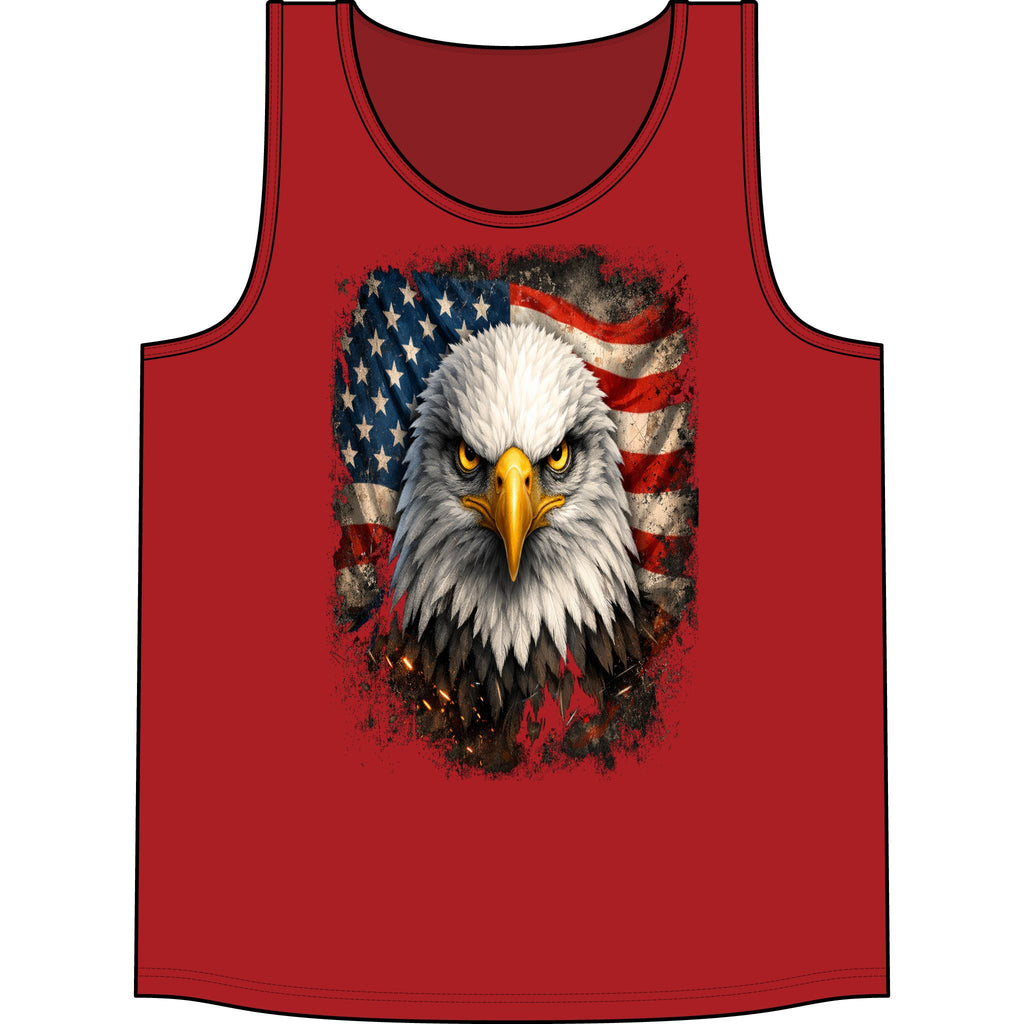 Patriotic Eagle Tank Top – Bald Eagle with American Flag Graphic