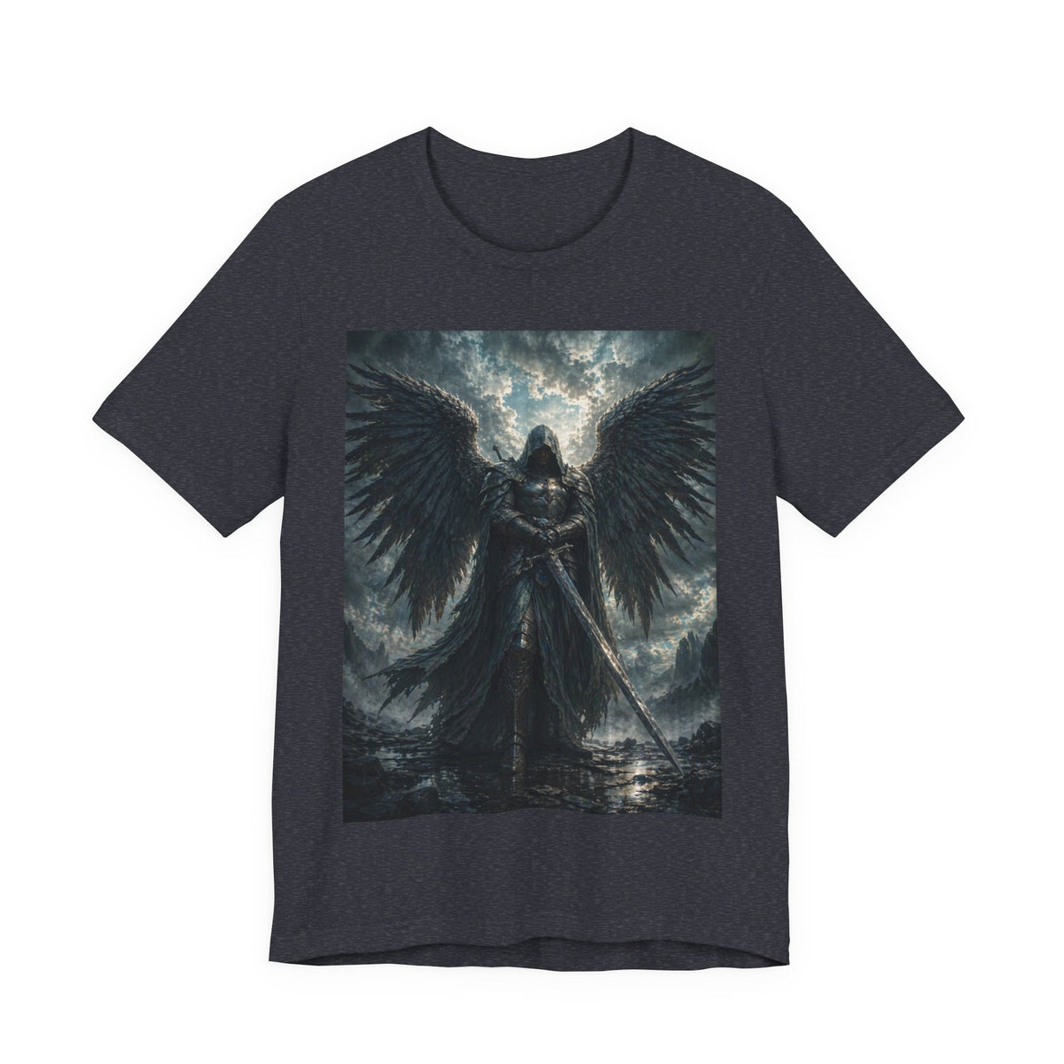 Dark Fallen Angel Graphic Tee — Gothic Warrior Angel T-Shirt