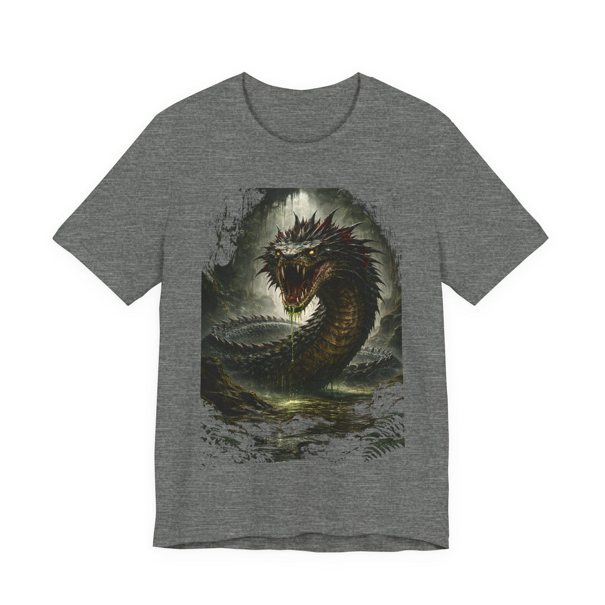 Basilisk Sea Serpent Graphic Tee — Dark Mythical Dragon Shirt