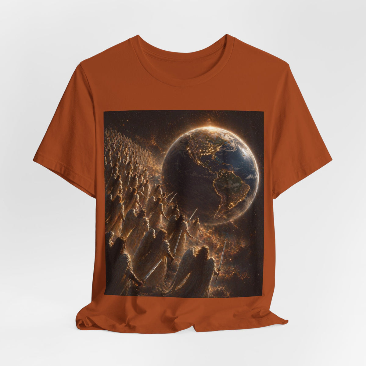 Earth Rise Graphic Tee — Glowing Planet & Mountainscape T-Shirt