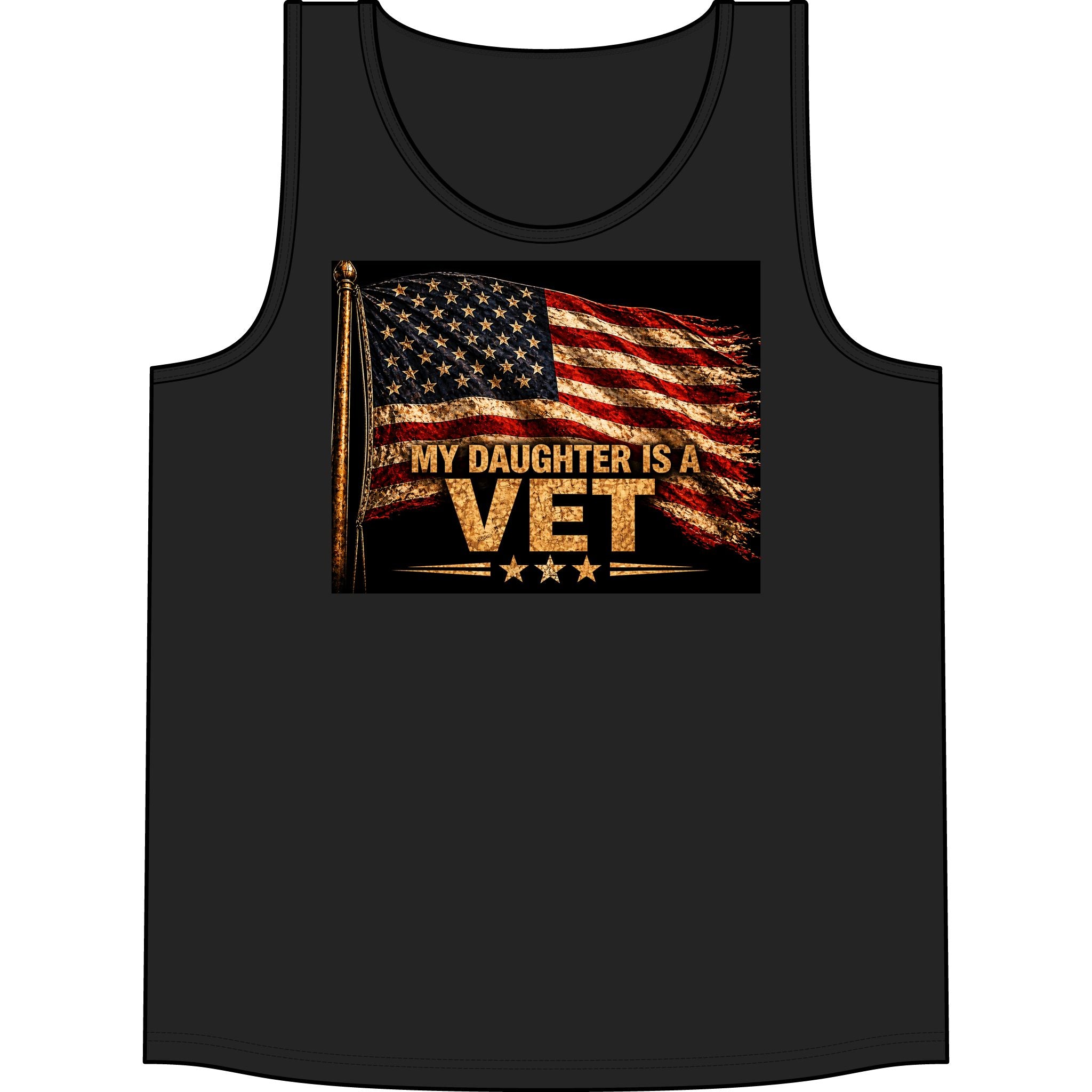 Veteran Daughter Tank Top — "My Daughter Is A Vet" American Flag Patriotic Shirt