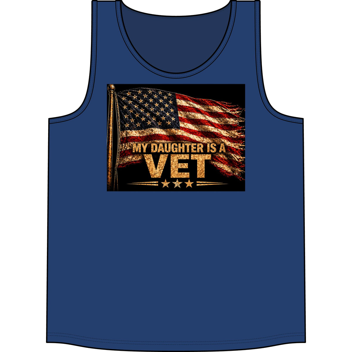 Veteran Daughter Tank Top — "My Daughter Is A Vet" American Flag Patriotic Shirt