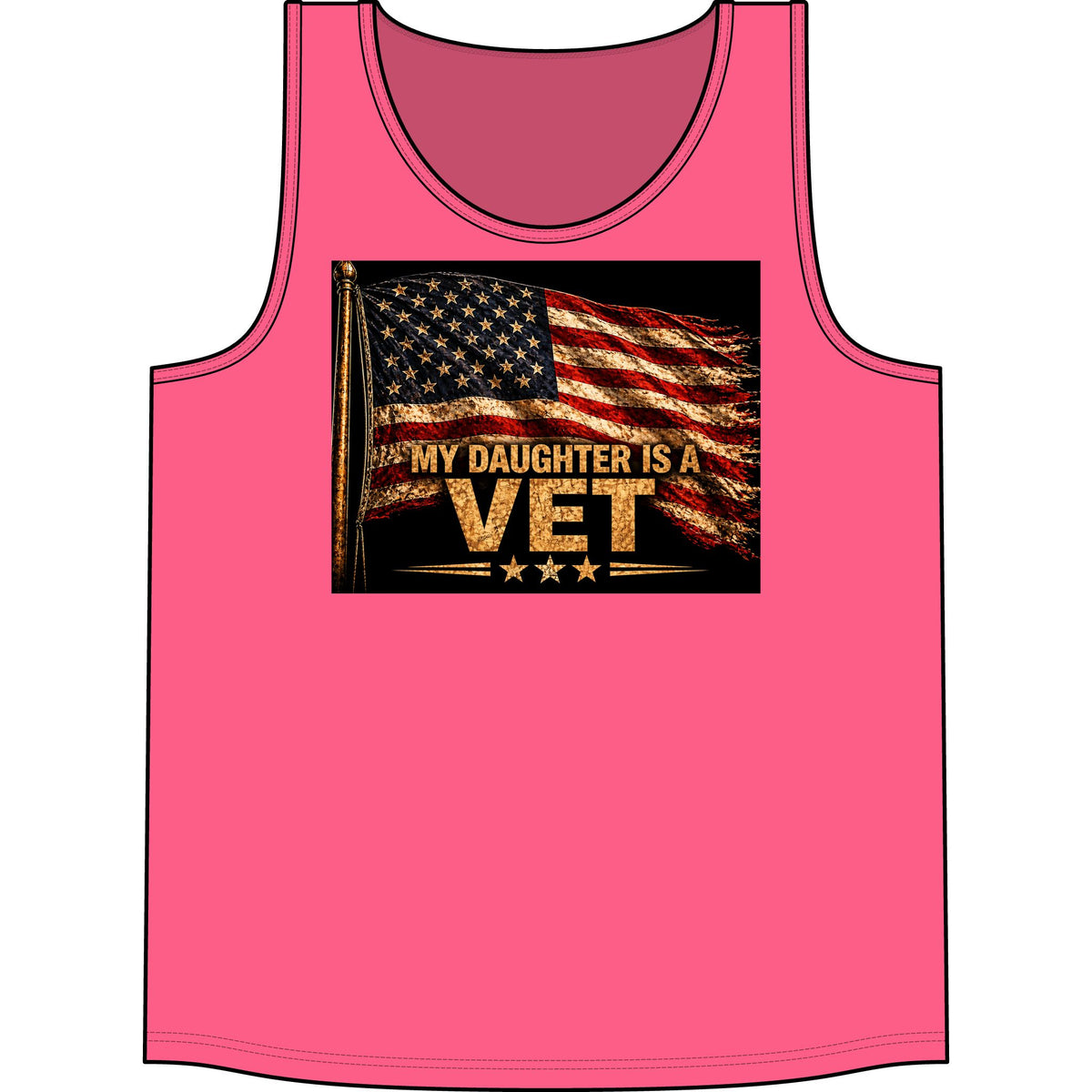 Veteran Daughter Tank Top — "My Daughter Is A Vet" American Flag Patriotic Shirt