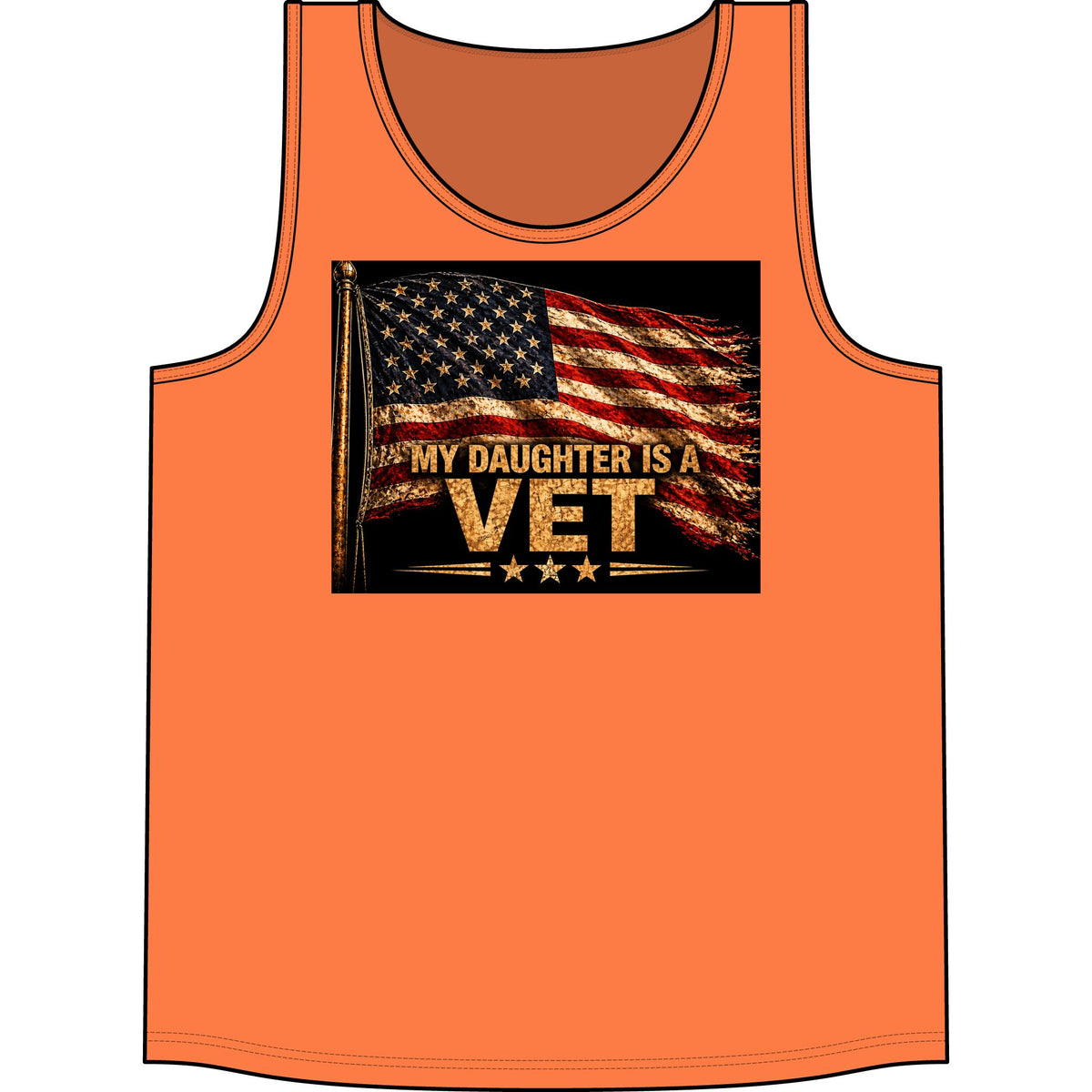 Veteran Daughter Tank Top — "My Daughter Is A Vet" American Flag Patriotic Shirt