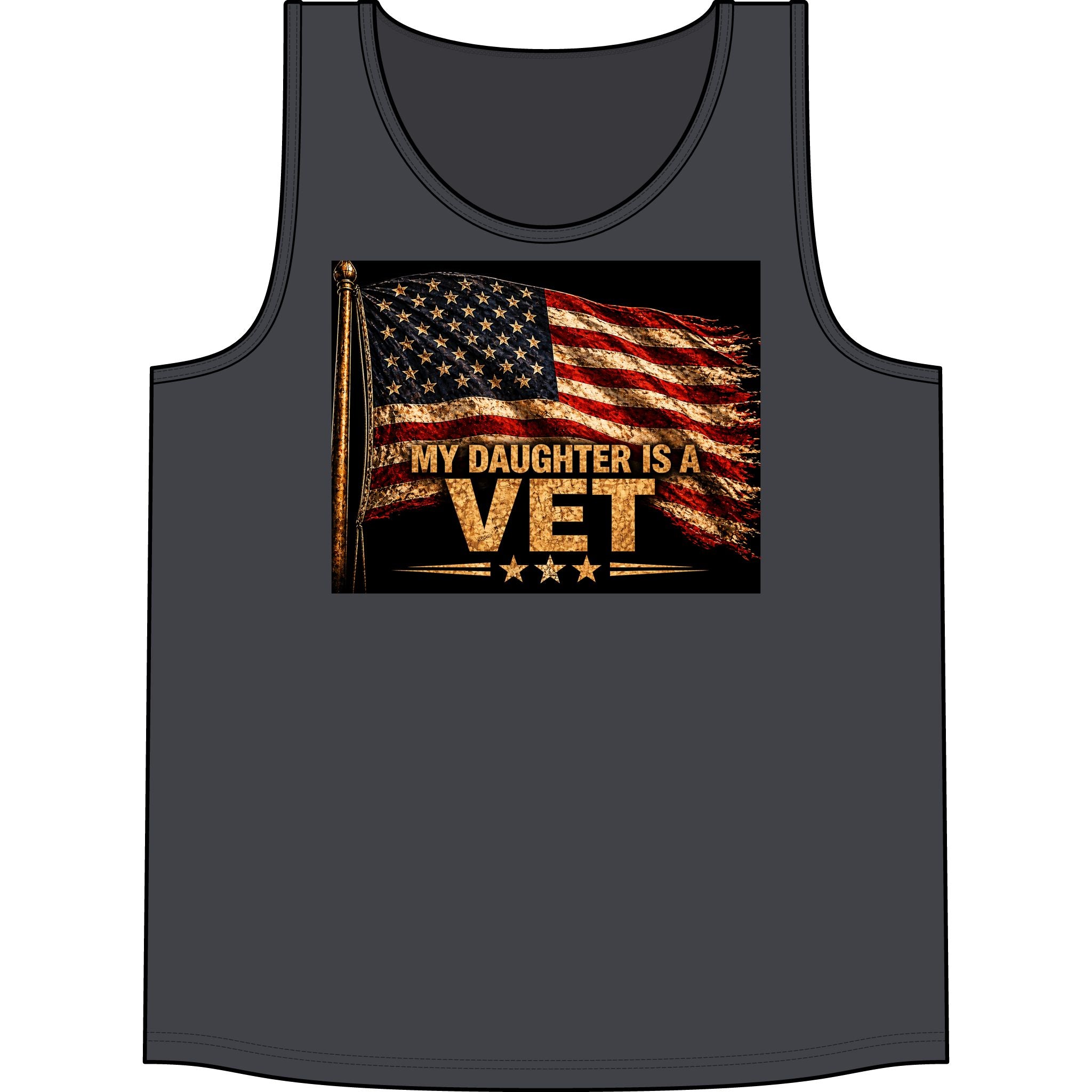 Veteran Daughter Tank Top — "My Daughter Is A Vet" American Flag Patriotic Shirt