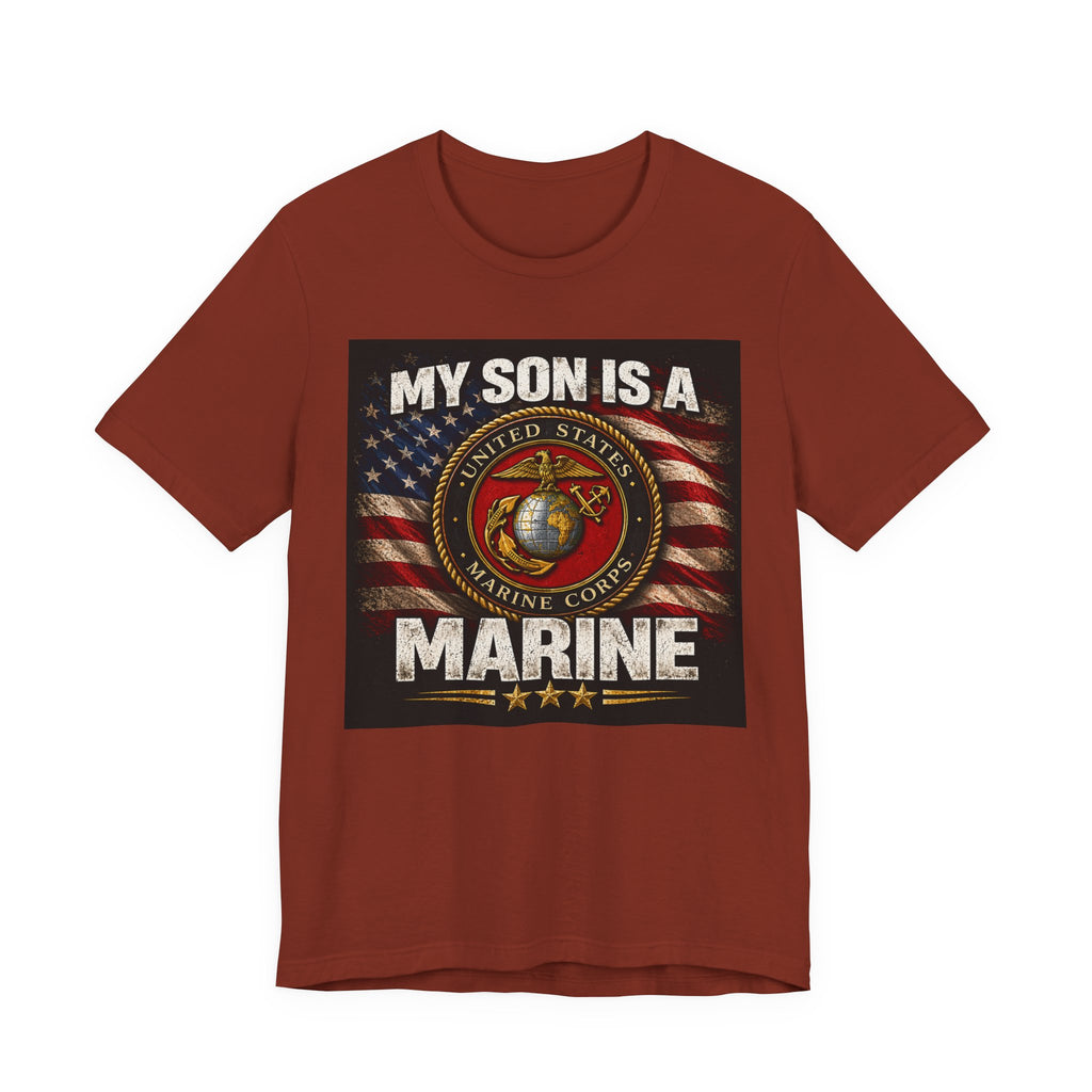 Marine Parent T-Shirt – “My Son Is A Marine” Patriotic USMC Tee