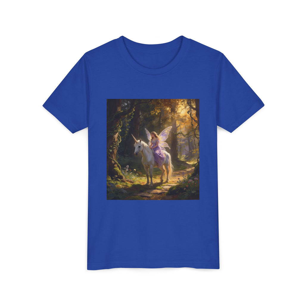 Youth Tee — Enchanted Unicorn & Fairy Forest Graphic
