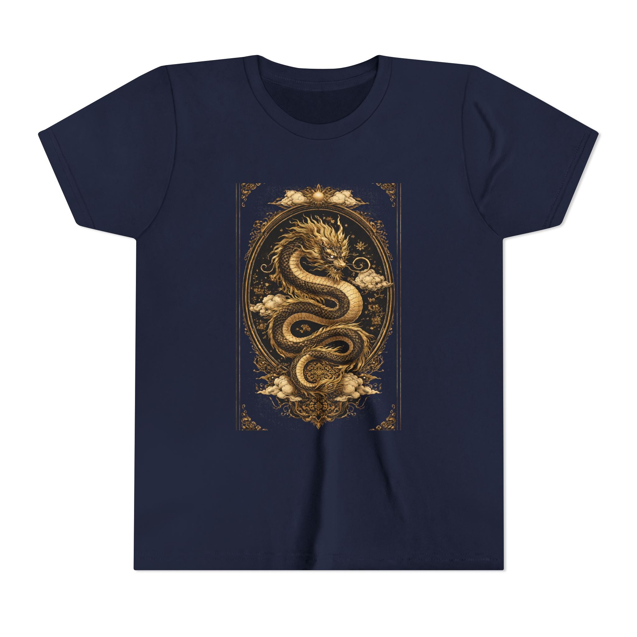Youth Tee — Gold Dragon Vintage Art Graphic Shirt