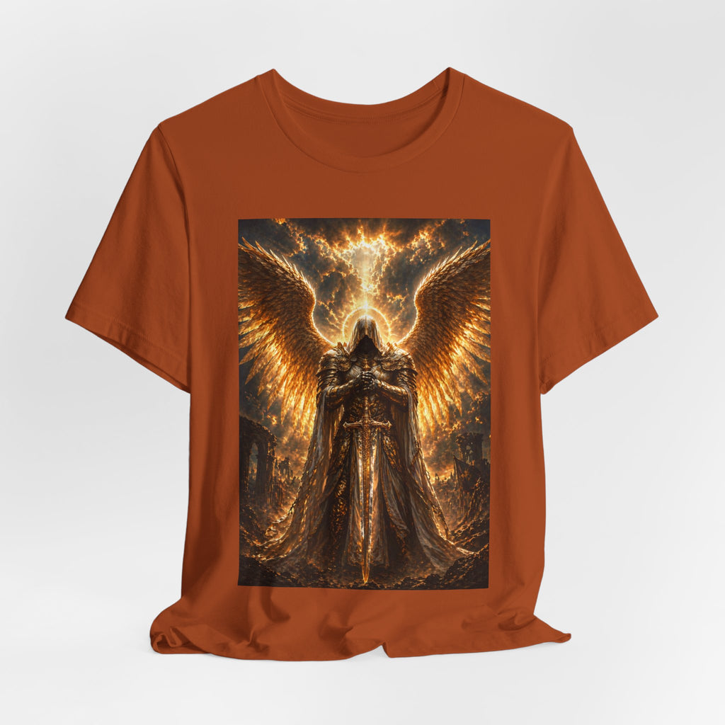 Gods Angel Warrior Graphic Tee — Golden Guardian Winged Angel T-Shirt