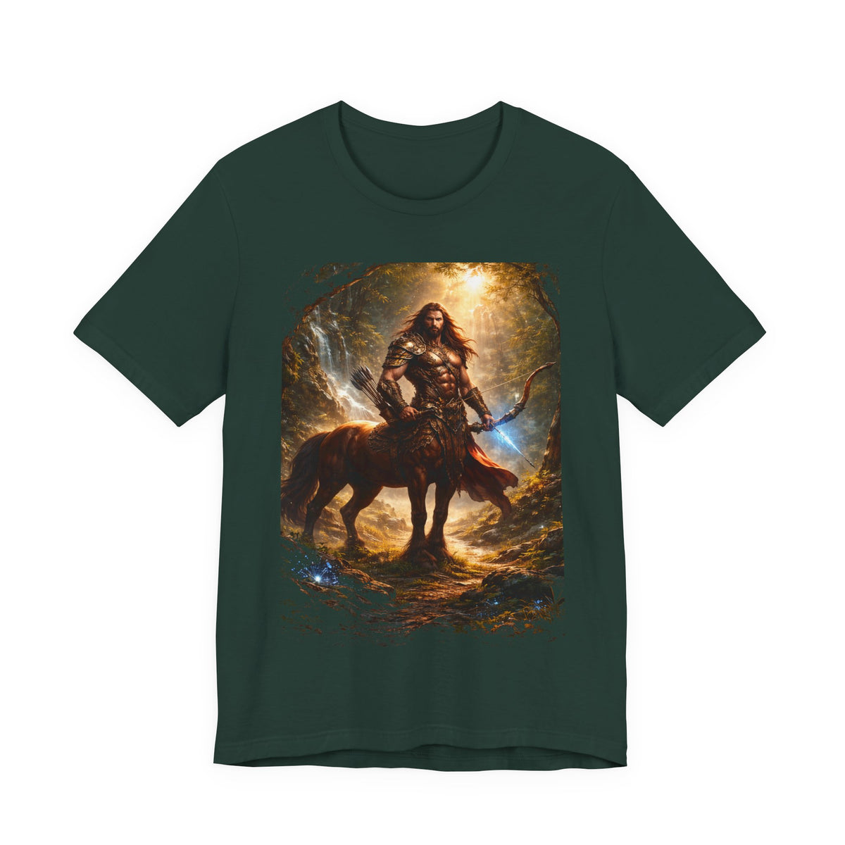Centaur Warrior Fantasy T‑Shirt — Mythic Forest Battle Graphic Tee