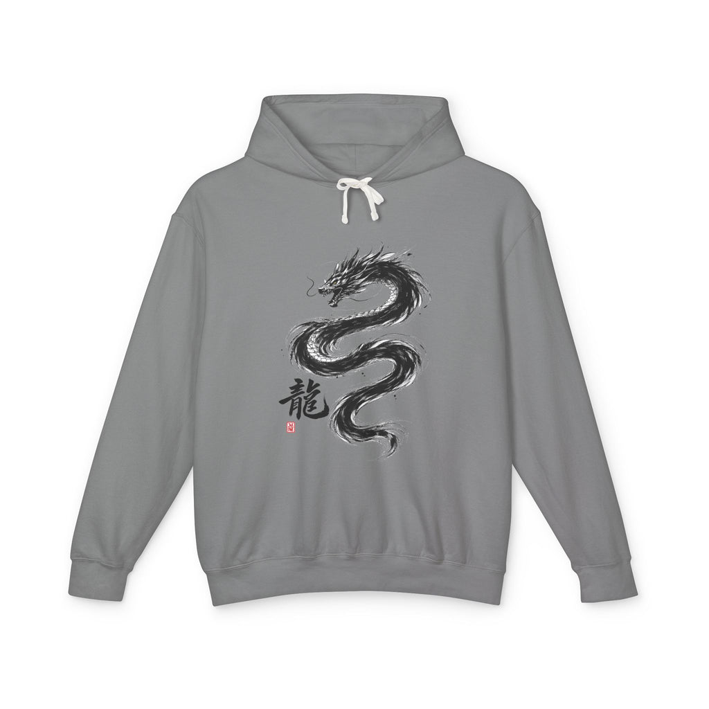 Dragon Ink Hoodie — Oriental Brush Stroke Dragon Sweatshirt