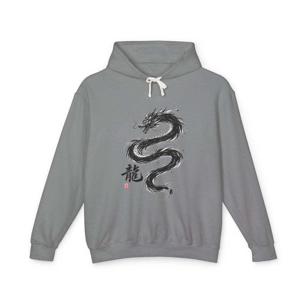 Dragon Ink Hoodie — Oriental Brush Stroke Dragon Sweatshirt