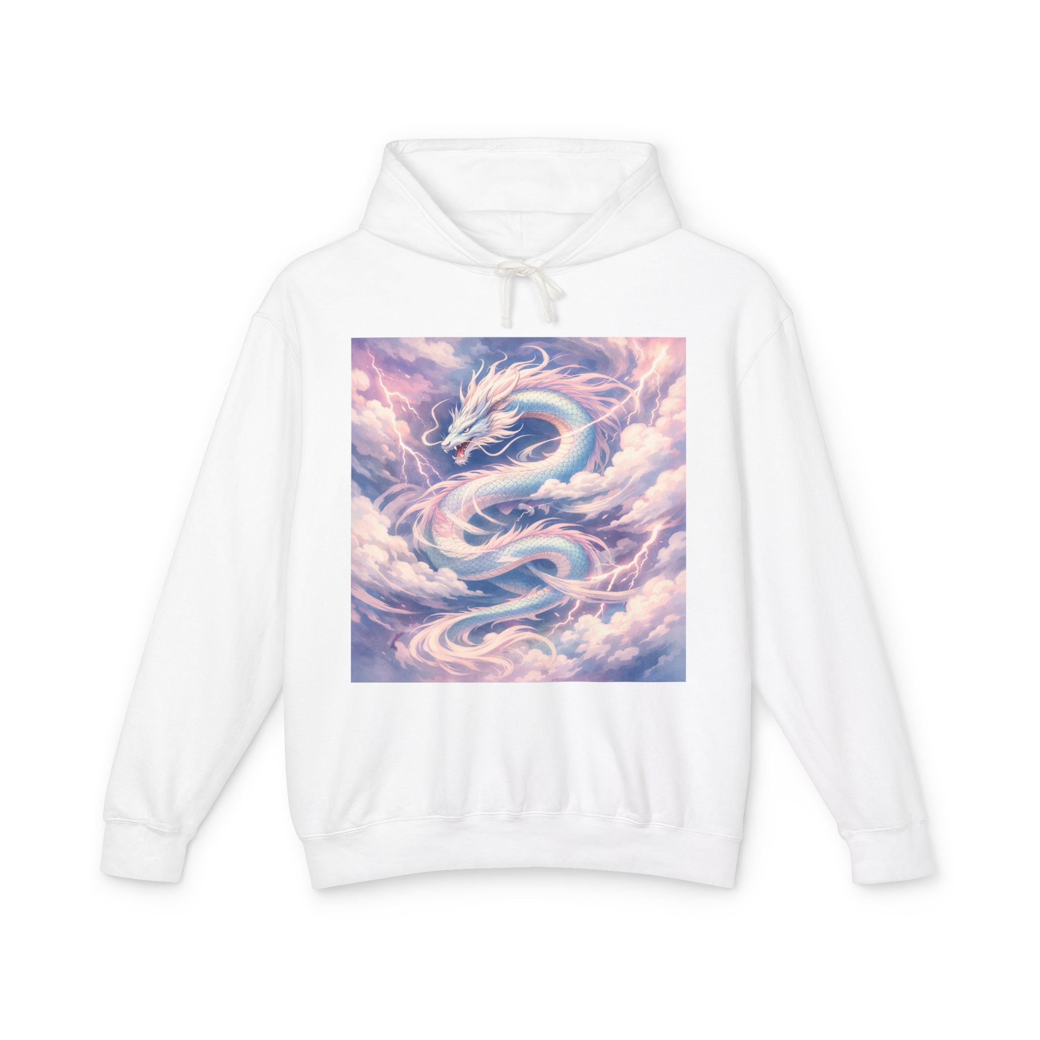 Pastel Cloud Dragon Hoodie — Ethereal Fantasy Hoodie for Fans of Mythical Art