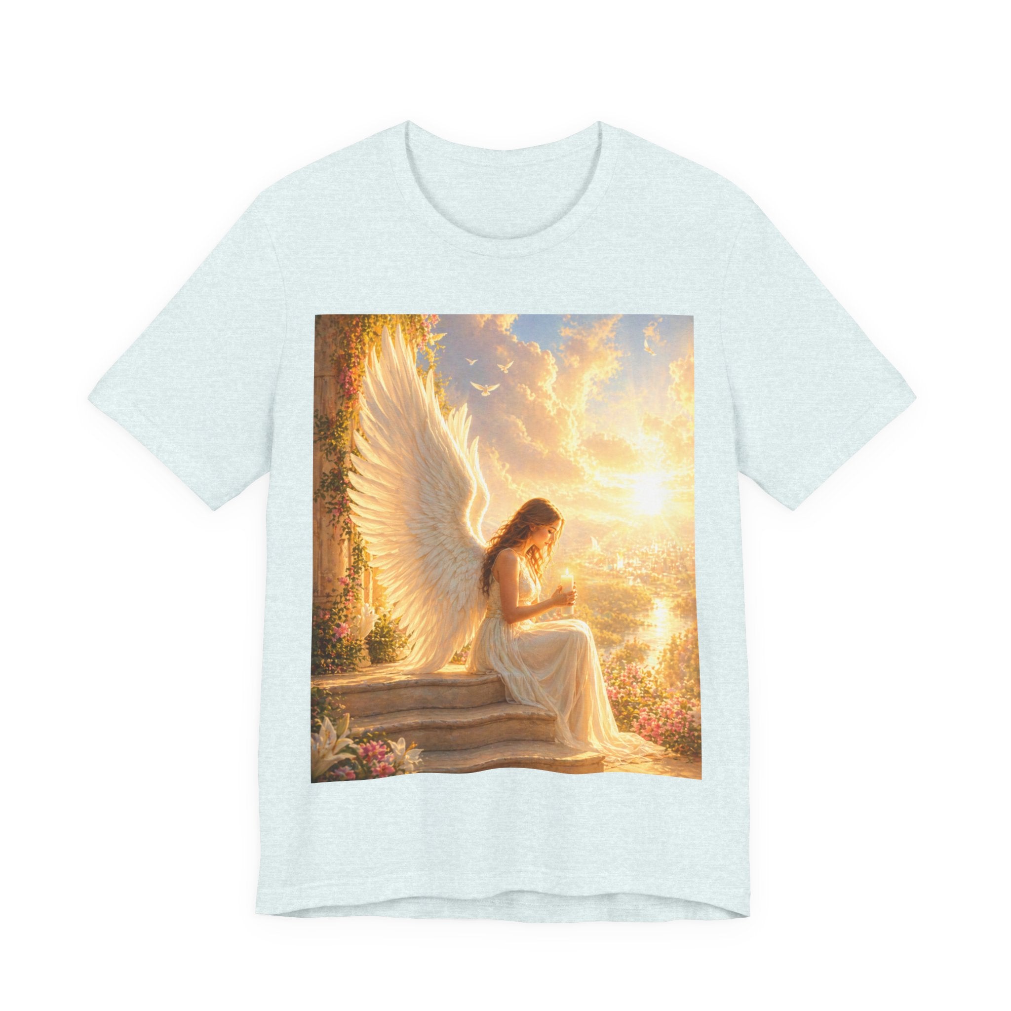 Angel Prayer T‑Shirt — Serene Winged Angel Graphic Tee for Spiritual Gifts & Memorials