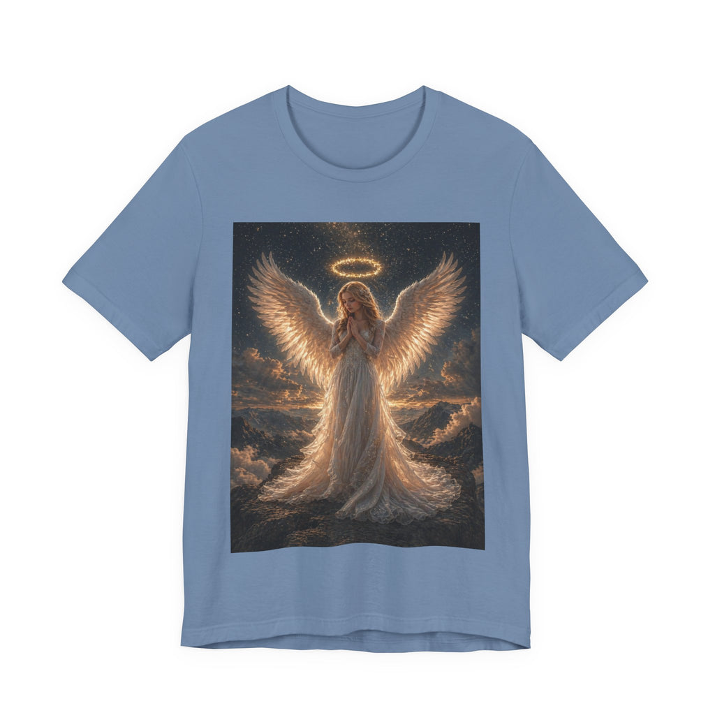 Angel Wings Graphic Tee — Glowing Halo Spiritual T-Shirt